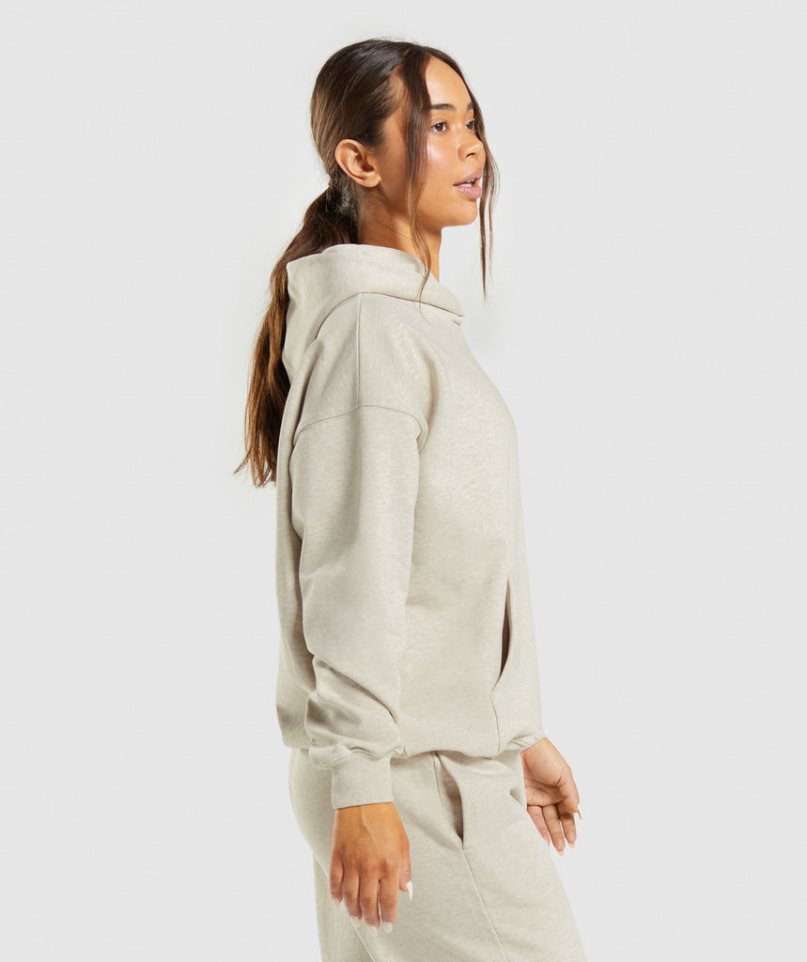 Women's Gymshark Rest Day Sweats Hoodie Beige | CA 7386D1